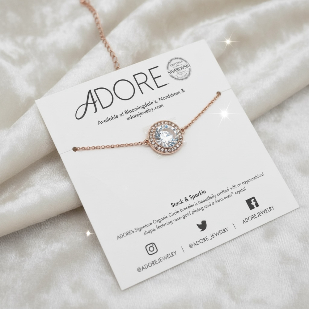 Adore Rose Gold Circle Bracelet Swarovski Crystal Stack & Sparkle NWT - Picture 1 of 6